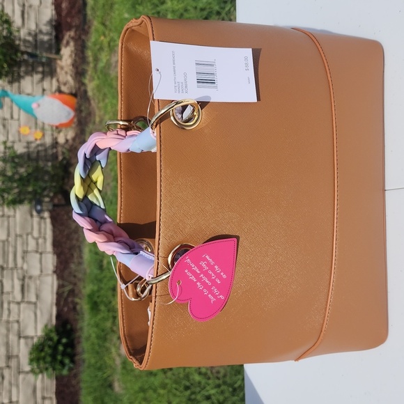 NWT BETSEY JOHNSON SADDLE COLOR TOTE W/OMBRE BREADED HANDEL - Picture 2 of 8